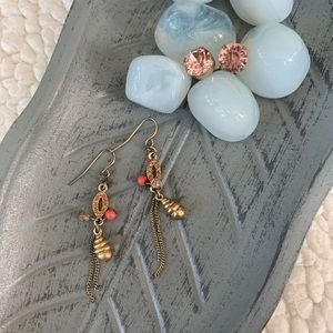 🐚Shell earrings & pink studs🐚